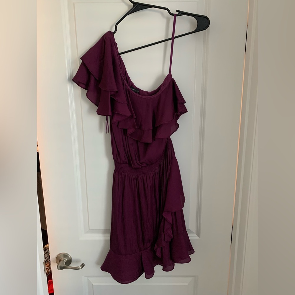 White House Black Market - One Sleeve Silk Plum Dress - Size 00
